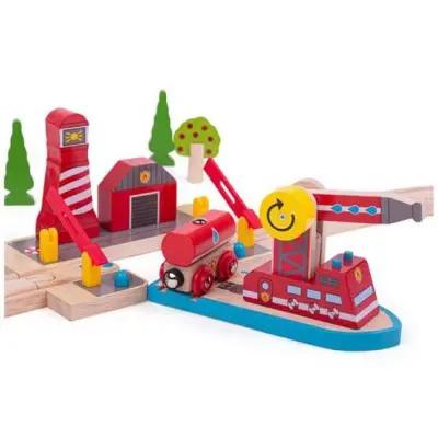 Bigjigs - Tågbana Fire And Sea Rescue Train