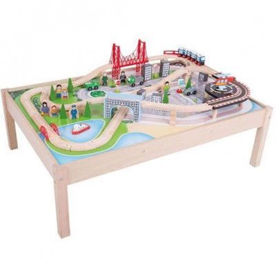 Bigjigs - Tågbana - Järnvägsbord Med Spår - 59 Delar