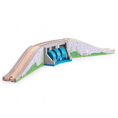 Bigjigs - Tågbana - Tågbro Med Vattenfallet