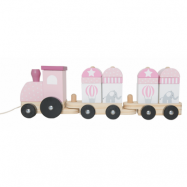Jabadabado Dragleksak Tåg med träklossar rosa