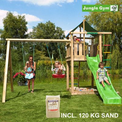 Jungle Gym Lodge lektorn komplett inkl. Swing 120 kg, Klätterställning