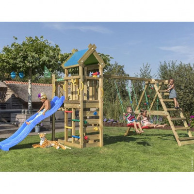 Jungle Gym Nomad Klätterställning, 2 Gungor,Blå Rutschkana