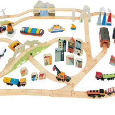 Tender Leaf Toys - Tågset Mountain View 145 Cm 61 Delar