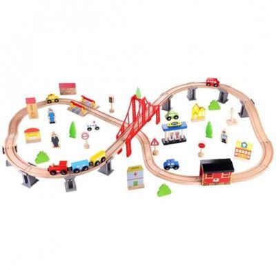 Tooky Toy - Tågbana Stad Med Tillbehör