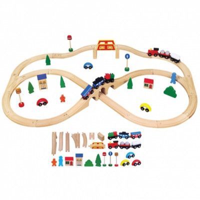 Viga Toys - Tågbana Med Tillbehör
