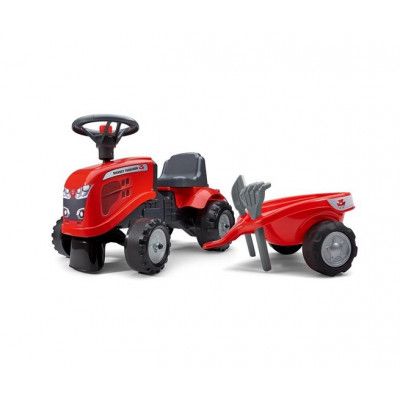 Falk Traktor m. trailer, kratta och skyffel Baby Massey Ferguson