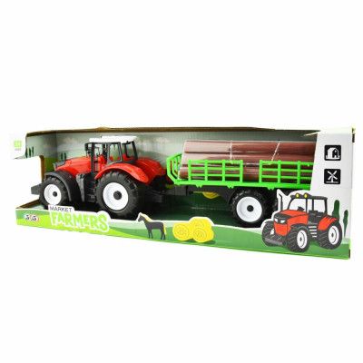 Traktor med timmersläp