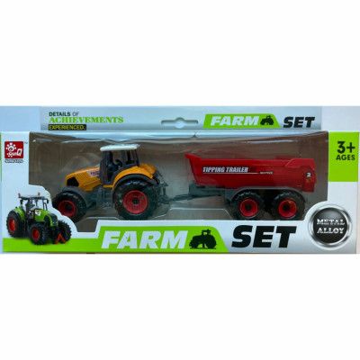 Traktor med tipptrailer 21 cm - Gul