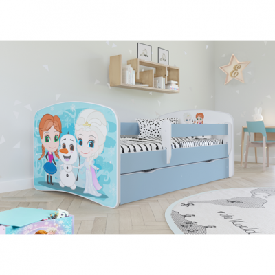 Kocot Kids Barnsäng - Babydreams Blå - Frozen Med Låda Och Madrass 160x80 Cm