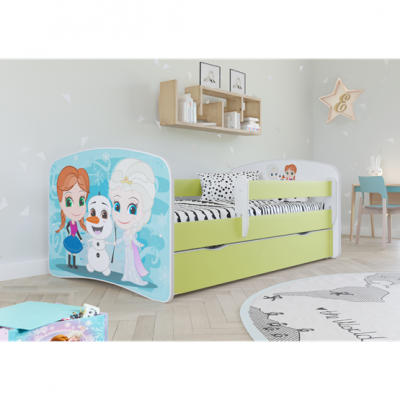 Kocot Kids Barnsäng - Babydreams Grön - Frozen Med Låda 140x70 Cm