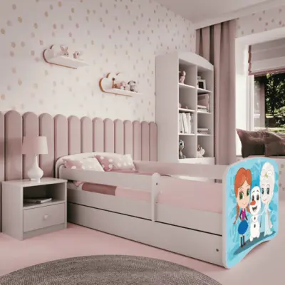 Kocot Kids Barnsäng - Babydreams Vit - Frozen Med Låda Och Madrass 160x80 Cm
