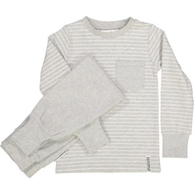 Geggamoja Classic Tvådelad Pyjamas (Ljusgrå Randig)