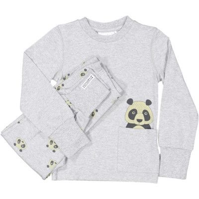 Geggamoja Tvådelad Pyjamas (Panda Grå)