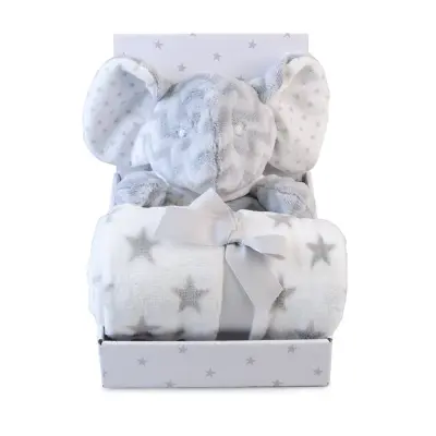 Carlobaby fleecefilt med gosedjur, elefant