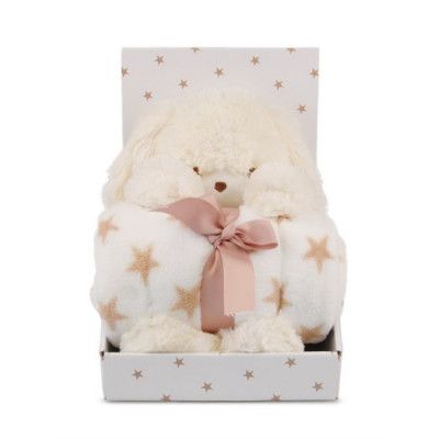 Carlobaby fleecefilt med gosedjur, kanin beige