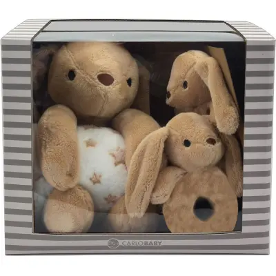 Carlobaby presentkit filt, gosedjur mm, kanin brun