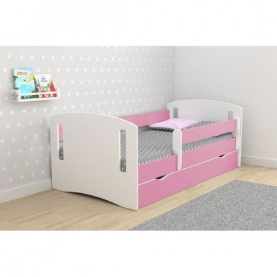 EuroToys - Juniorsäng Rosa - låda och madrass 180x80 cm