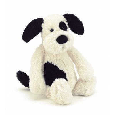 Jellycat, Bashful Svart och vit hundvalp 18 cm