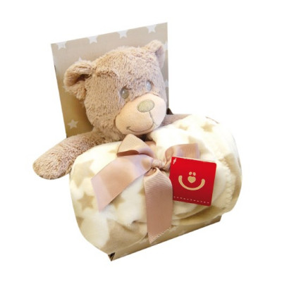 Kaxholmen fleecefilt med gosedjur, björn