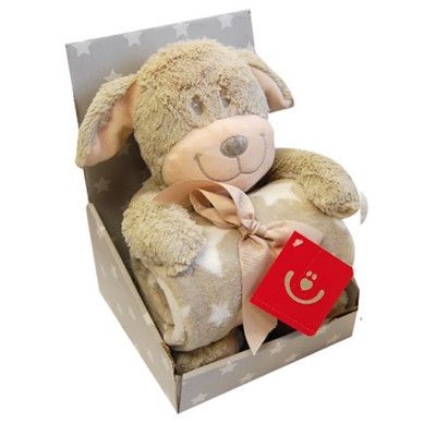 Kaxholmen fleecefilt med gosedjur, hund