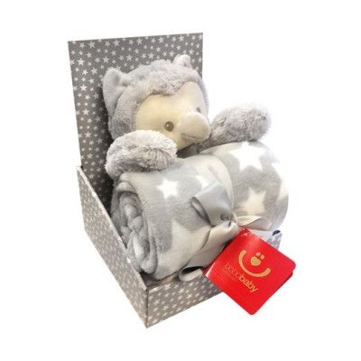 Kaxholmen fleecefilt med gosedjur, uggla