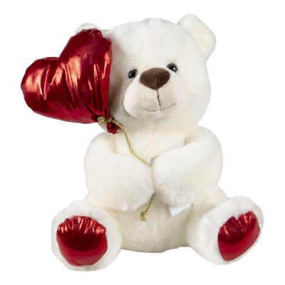 Mjukisnalle Vit med Hjärta - 31 cm