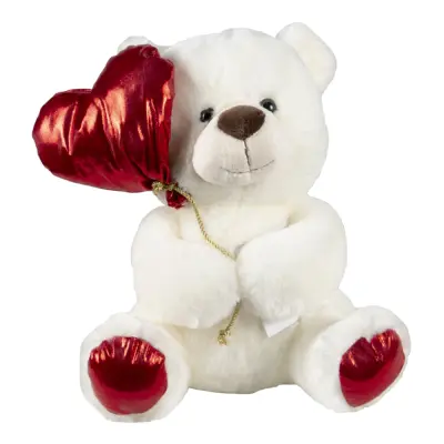 Mjukisnalle Vit med Hjärta - 31 cm