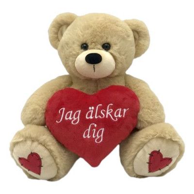 Nalle Brun med Hjärta Jag Älskar Dig - 13 cm