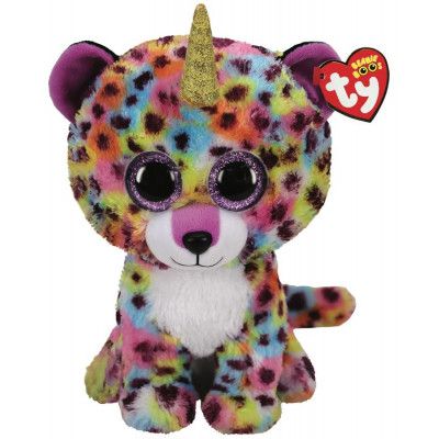 TY Beanie Boos M Giselle Regnbågsfärgad Leopard med horn