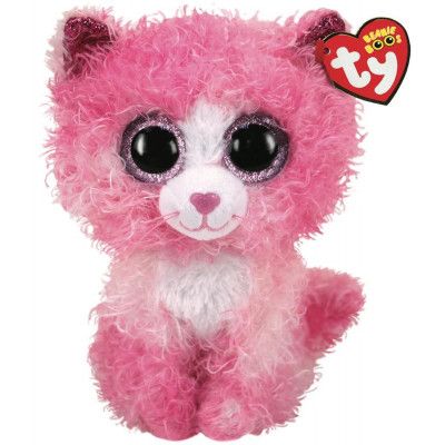 TY Beanie Boos M Reagan Katt med rosa krullig päls - TY -  Leksaksaffären
