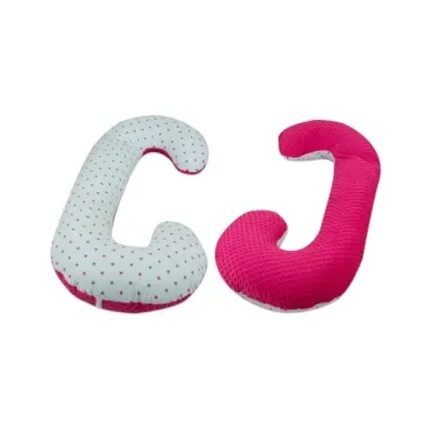 PQP Gravidkudde - Bomull - C - Grå Och Rosa Stars On White