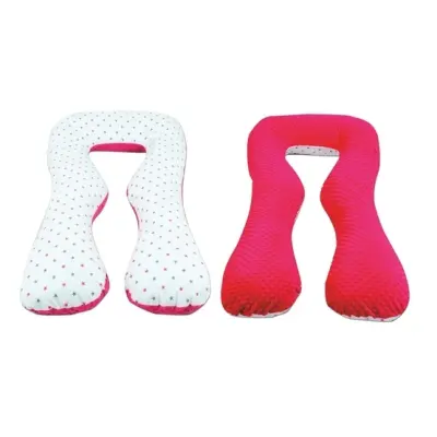 PQP Gravidkudde - Bomull - U - Grå Och Rosa Stjärnor På Vitt