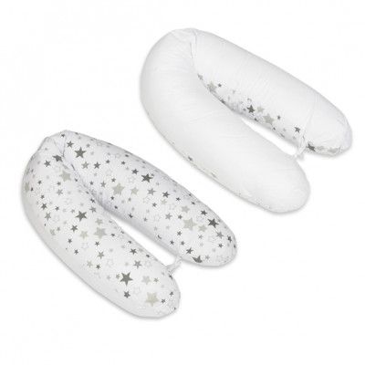 PQP Gravidkudde Rogal - Grå med Vita Stjärnor och Vit Baksida