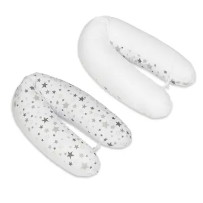 PQP Gravidkudde Rogal - Grå med Vita Stjärnor och Vit Baksida