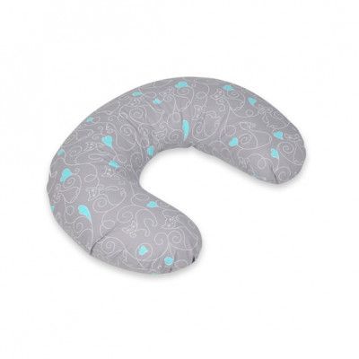 PQP Gravidkudde Typ C - Liten - Grå Katt med Turkosa Hjärtan