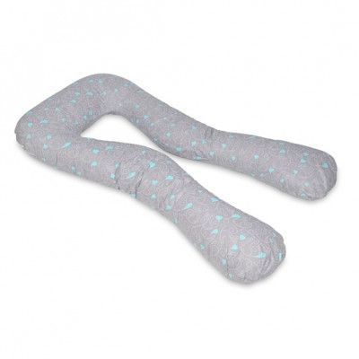 PQP Gravidkudde Typ U - Grå Katt med Turkosa Hjärtan