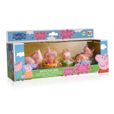 Greta Gris Badfigurer 4-pack Pappa, Greta, Georg & Mamma Gris