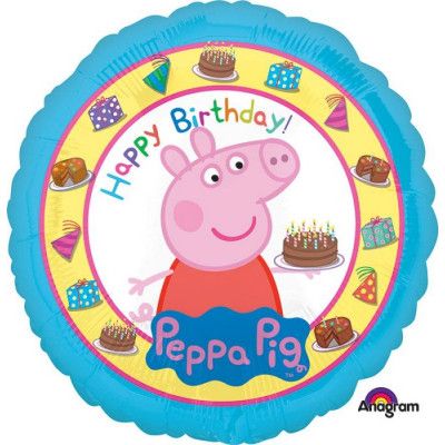 Heliumballong i blått med Greta Gris / Peppa Pig