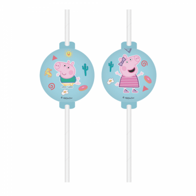 Sugrör Greta Gris / Peppa Pig, av papp 4-pack
