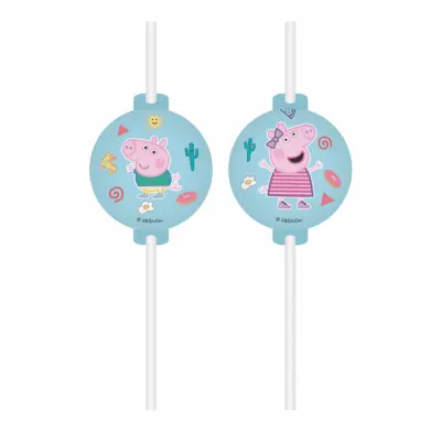 Sugrör Greta Gris / Peppa Pig, av papp 4-pack