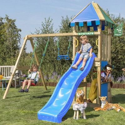 Jungle Gym Cirque Gungställning, 2 Gungor,Blå Rutschkana