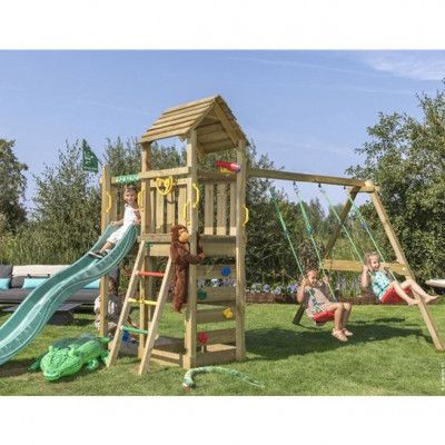 Jungle Gym Safari Gungställning, 2 Gungor,Grön Rutschkana