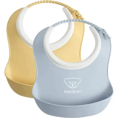 Babybjörn liten haklapp 2-pack, blekgul/blekblå