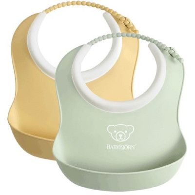 Babybjörn liten haklapp 2-pack, blekgul/blekgrön