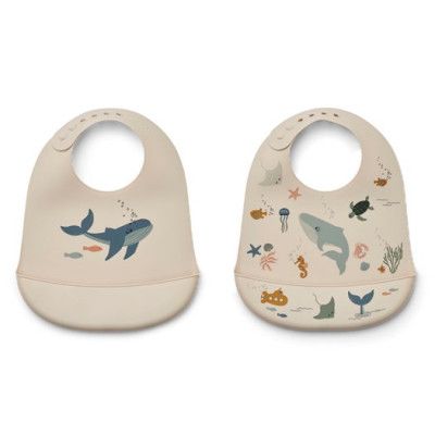 Liewood haklapp silikon Tilda 2-pack, havsdjur/sand