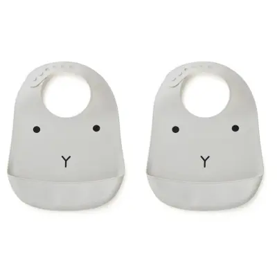 Liewood haklapp silikon Tilda 2-pack, rabbit dumbo grey