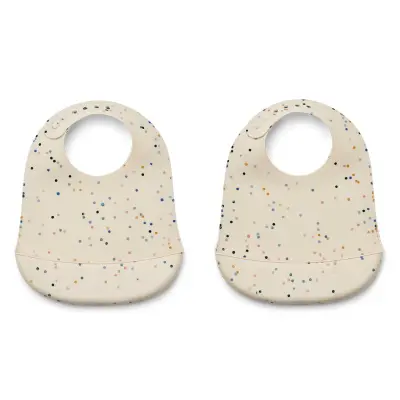 Liewood haklapp silikon Tilda 2-pack, splash dots/snäckor