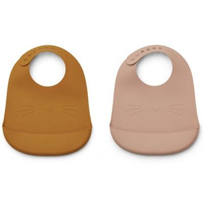 Liewood haklapp silikon Tilda relief 2-p, cat mustard/rose