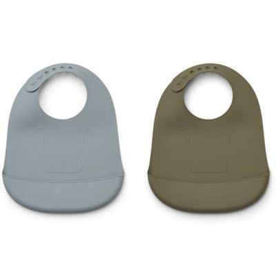 Liewood haklapp silikon Tilda relief 2-p, Mr Bear khaki/blue