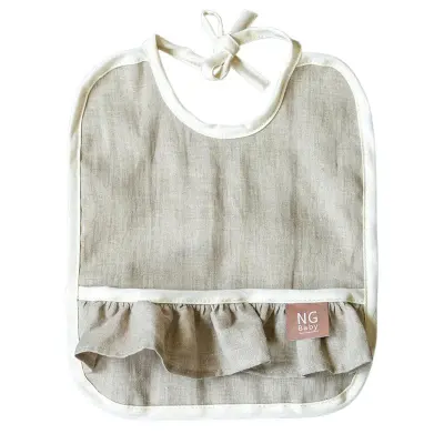 NG Baby haklapp med volang MOOD, natur